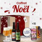Coffret cadeau de Noël de bière artisanale 10 bières découvertes et 2 verres : Idée cadeau de Noël